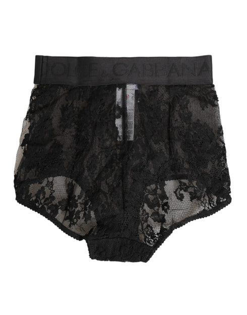 Dolce & Gabbana High Waist Briefs Black Floral Lace Underwear